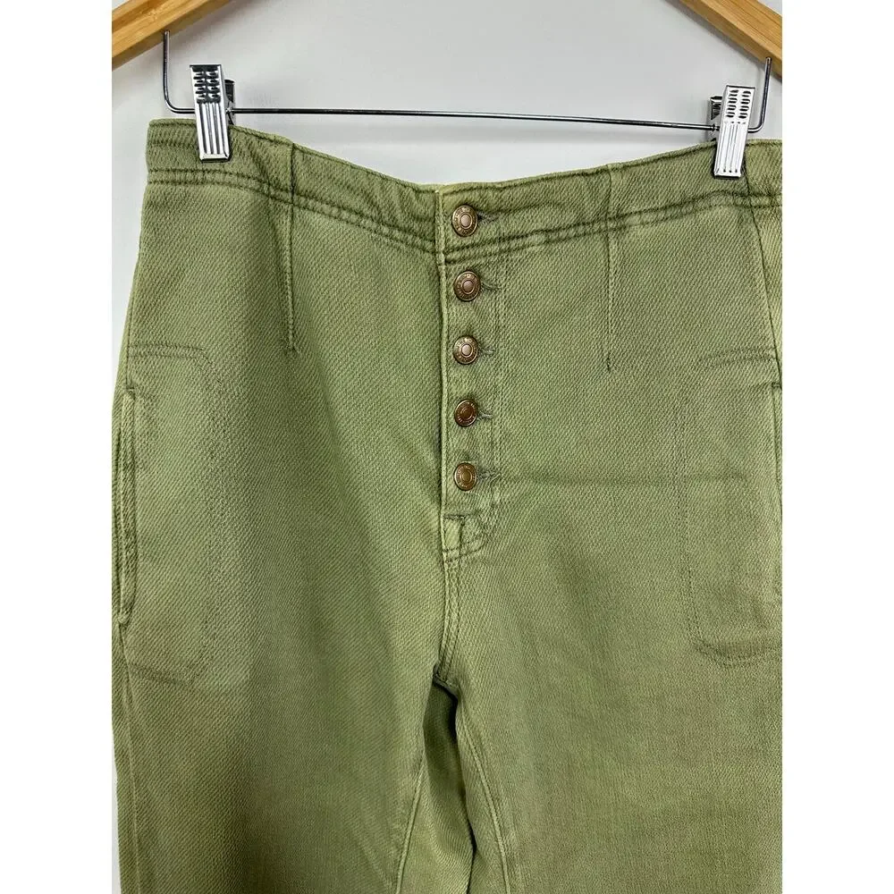 Free People We The Free Osaka Barrel Mid Rise Barrel Pants Olive Green Size 27